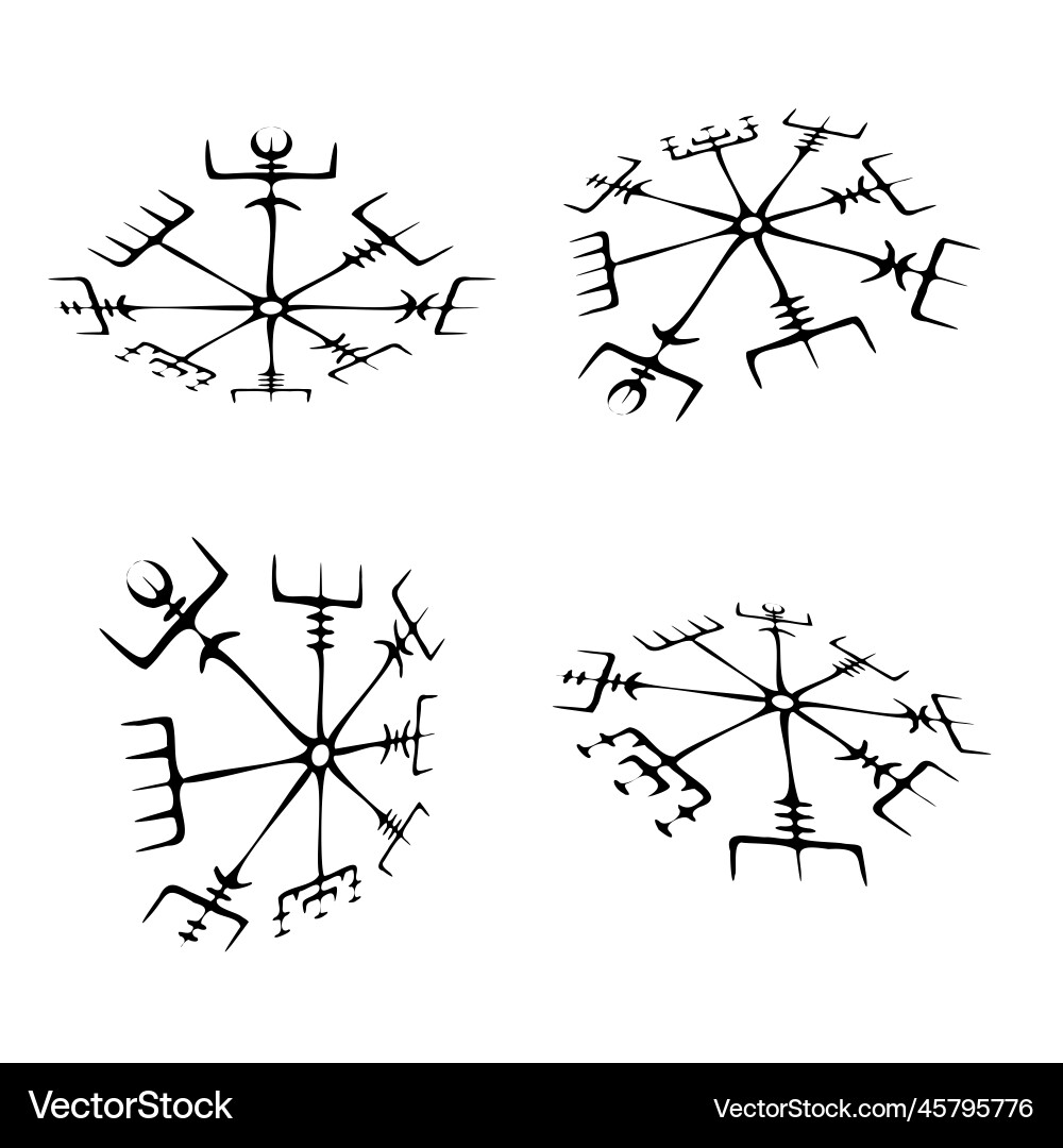 Viking vegvisir perspektivischer Satz Viking vegvisir perspektivischer Satz vektorbild