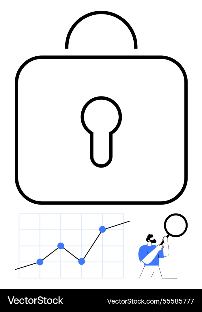 Data security concept with lock growth chart Data security concept with lock growth chart vector image