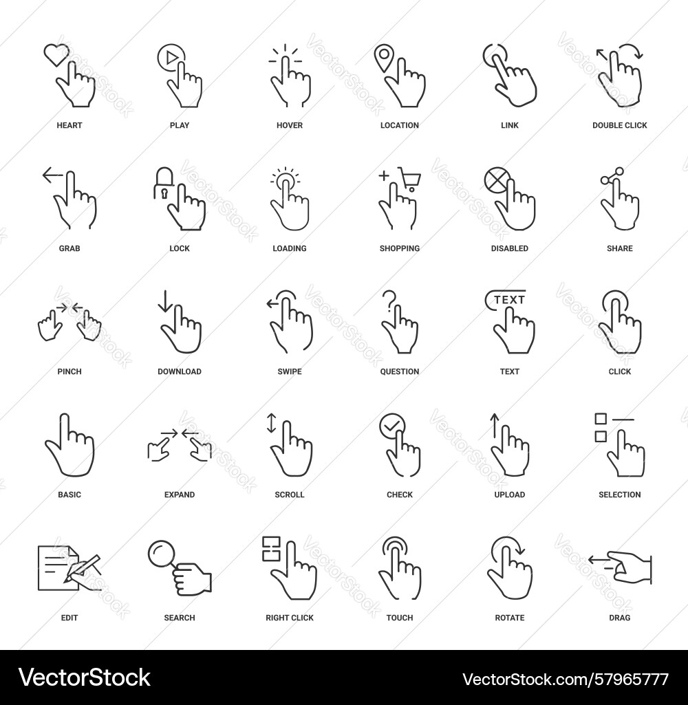 Hand Pointer Icons - Essential Gestures vector image