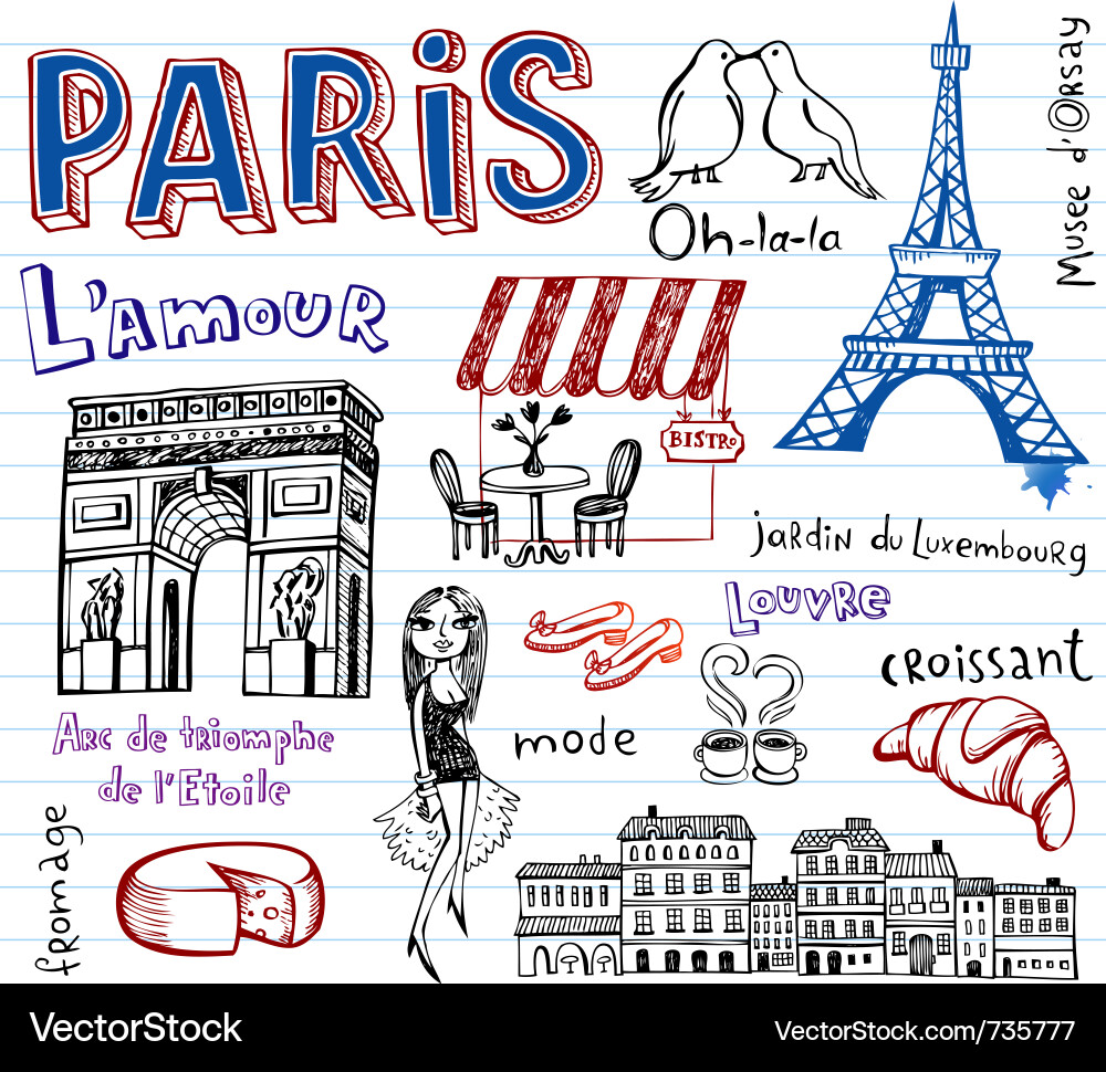 Paris Doodles - City Icons Vektorbild