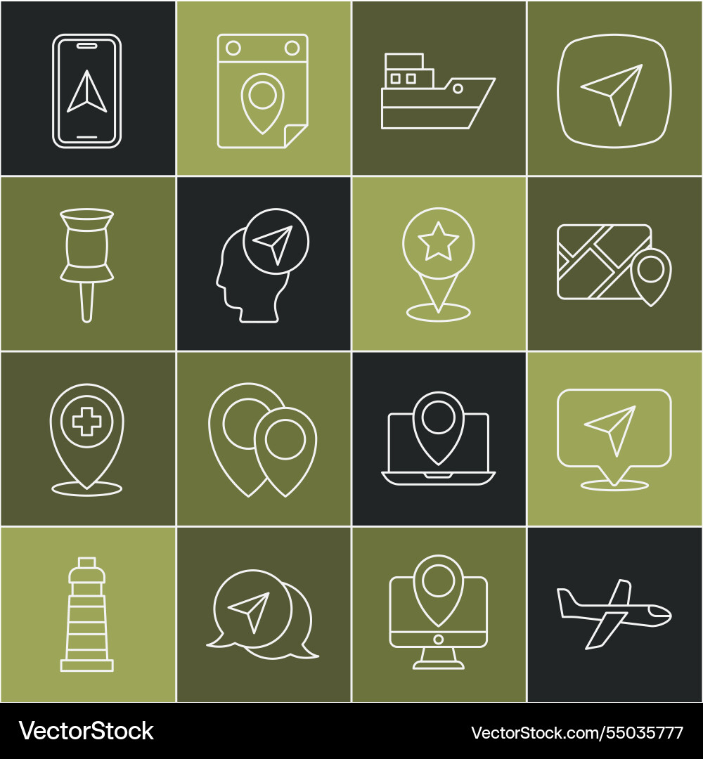 Set line plane infographic of city map navigation Set line plane infographic of city map navigation vector image