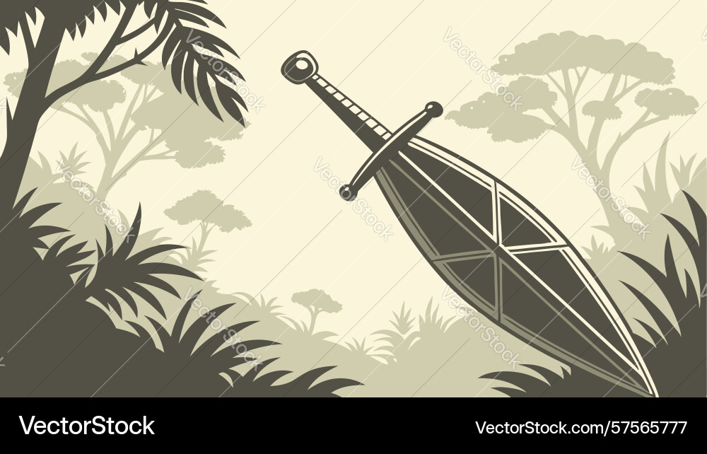 Sword in abstract tribal pattern design Vector Image