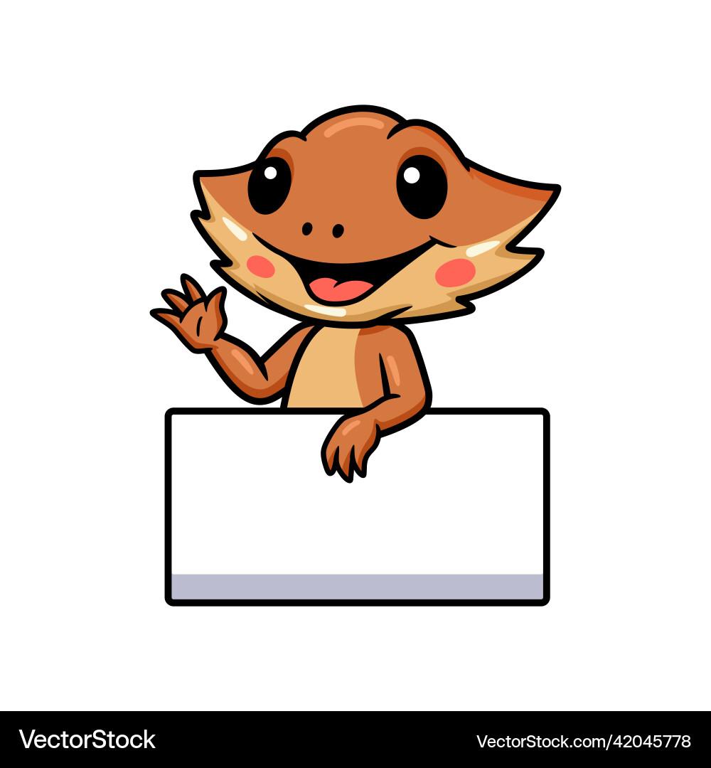 Adorable Bearded Dragon with Sign Vector Image