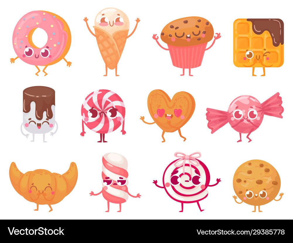 Adorable Dessert Mascots vector image