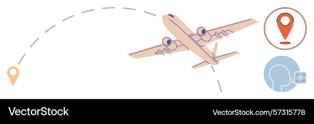 Airplane in flight with navigation Vector Image