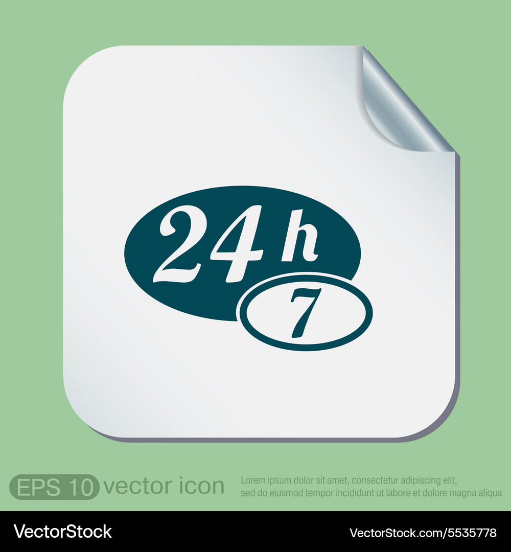 Character 24 7 open hours a day and days Vector Image