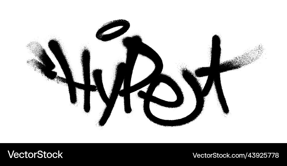 Gesprühte Hype Schrift Graffiti mit Overspray in schwarz Gesprühte Hype Schrift Graffiti mit Overspray in schwarz vektorbild