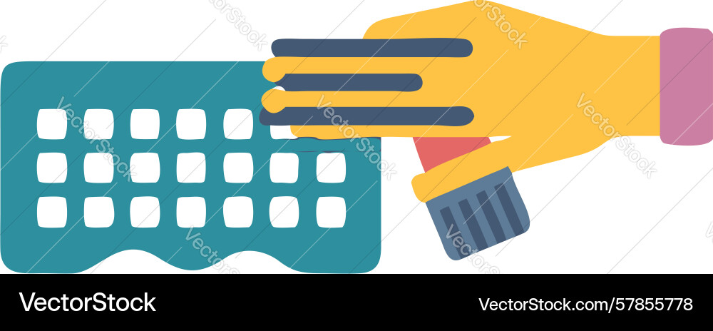 Hand on keyboard with screen display user vector image