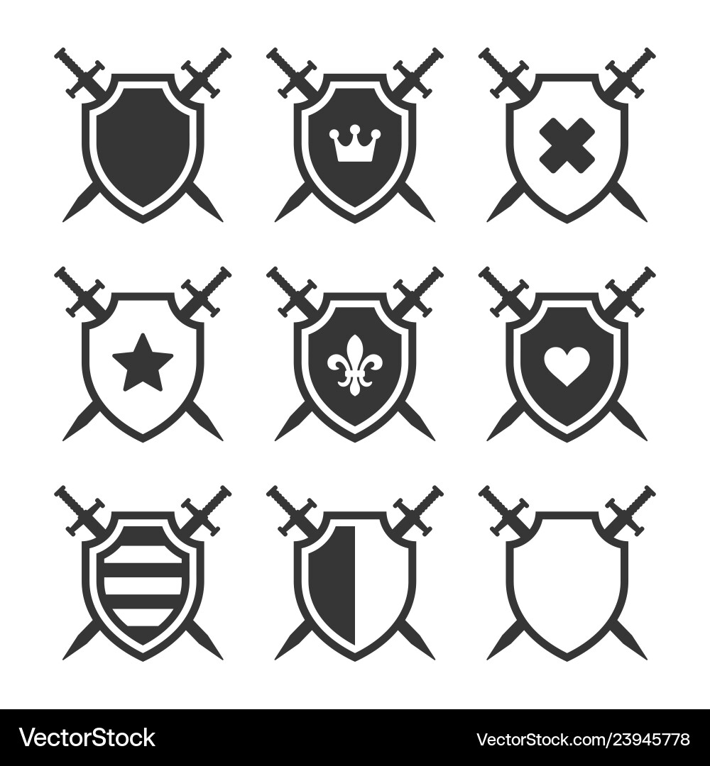 Heraldic Shield with Crossed Swords Vector Image