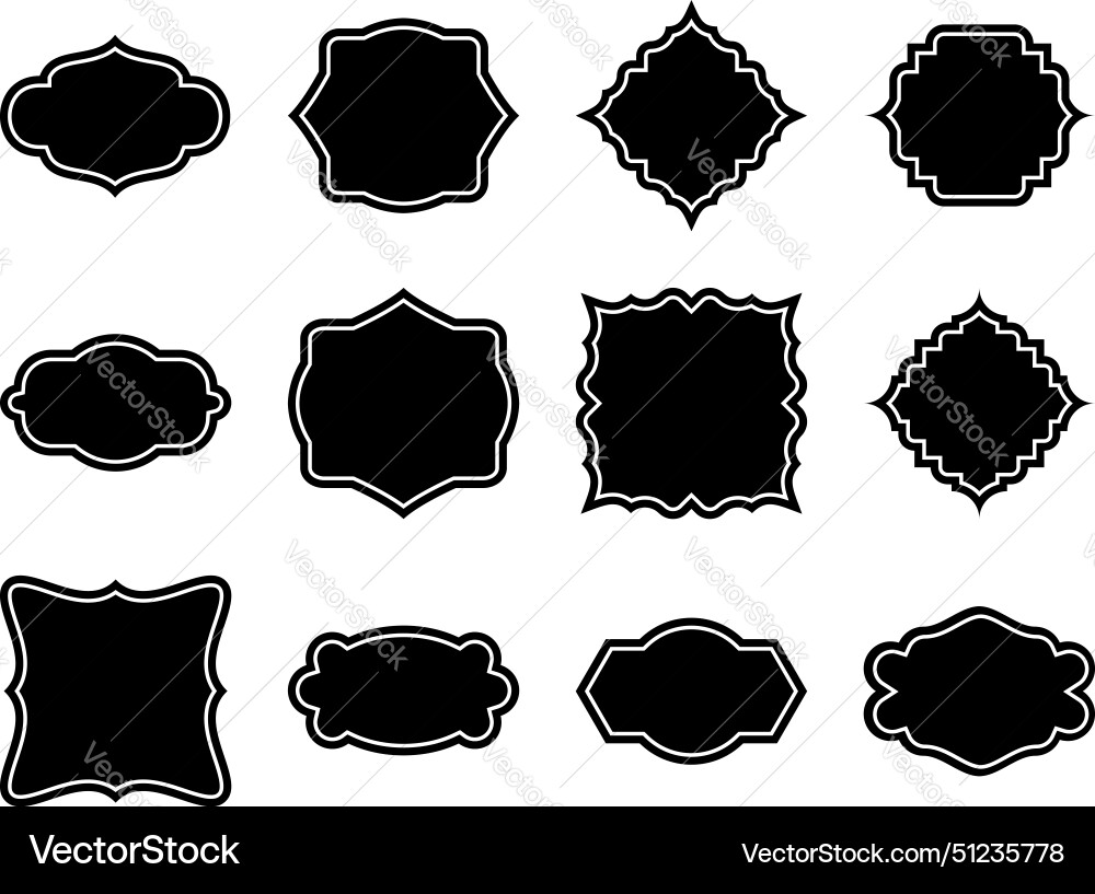 Label frame shape - glyph with pictogram Vector Image