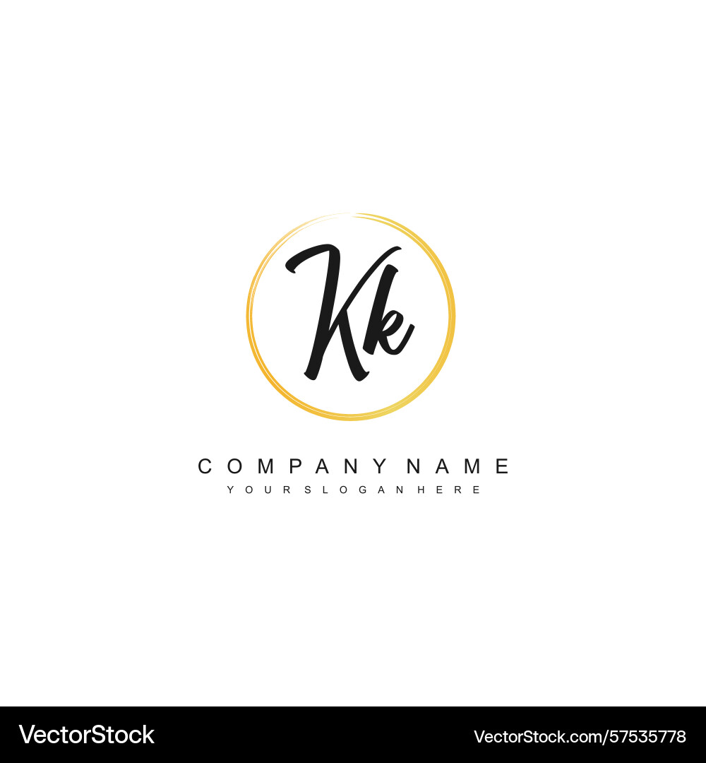 Minimal signature logo design with kk initials Minimal signature logo design with kk initials Vector Image