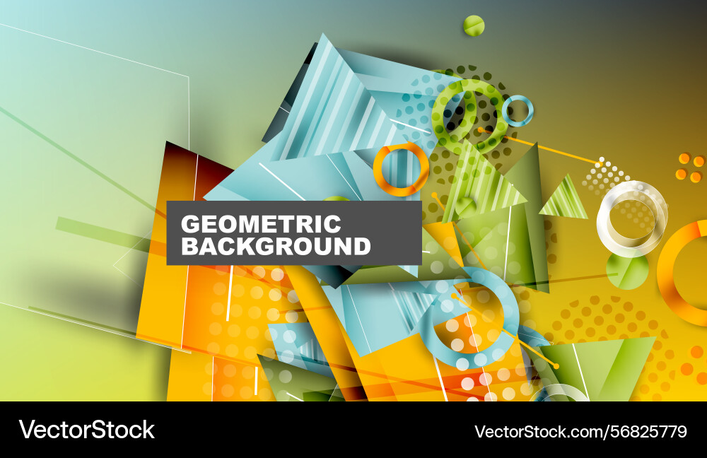 Bright geometric shapes overlap creating dynamic Bright geometric shapes overlap creating dynamic Vector Image