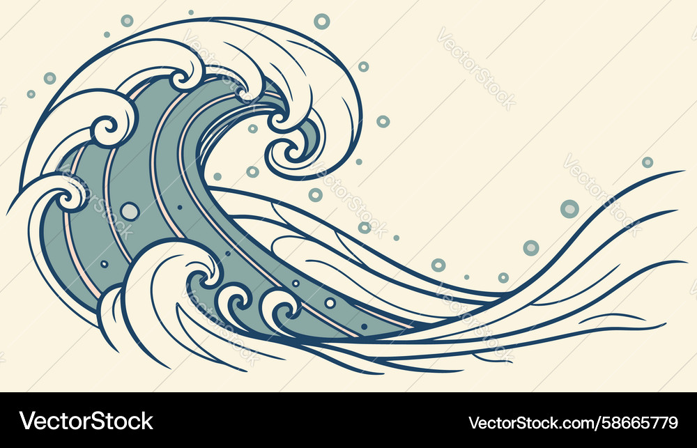 Dynamic abstract ocean wave symbolizing power Vector Image