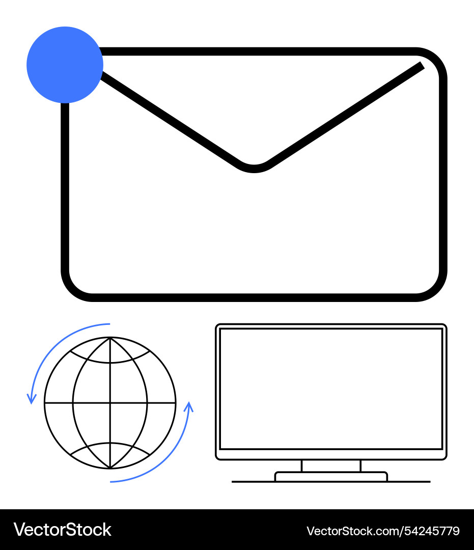Email notification with world globe and computer vector image