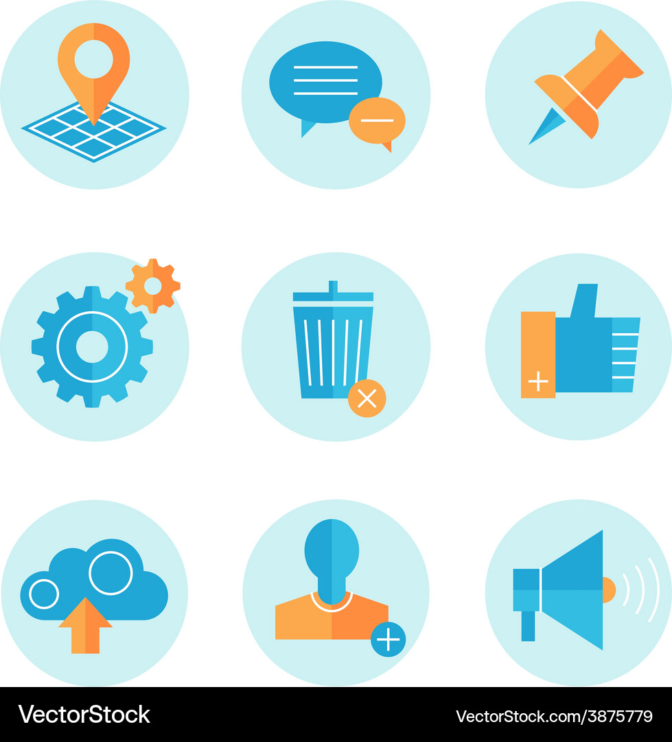 Flat line icons set of website search engine Vector Image