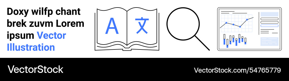 Language learning and data analysis with book Language learning and data analysis with book vector image