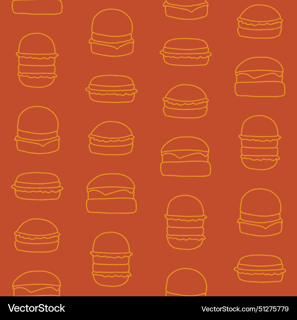 Outline collection of burger seamless pattern Outline collection of burger seamless pattern vector image