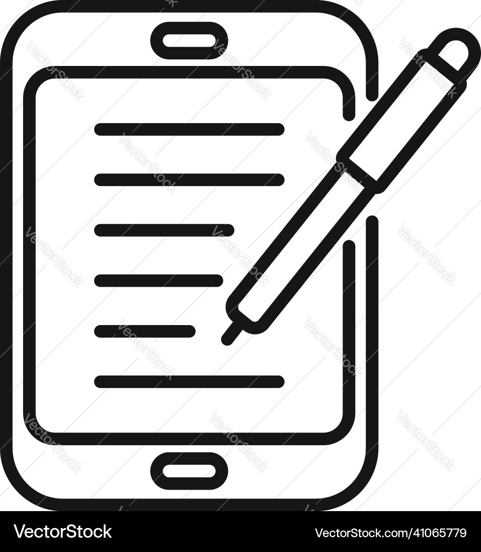 Tablet writing icon outline write message Tablet writing icon outline write message vector image