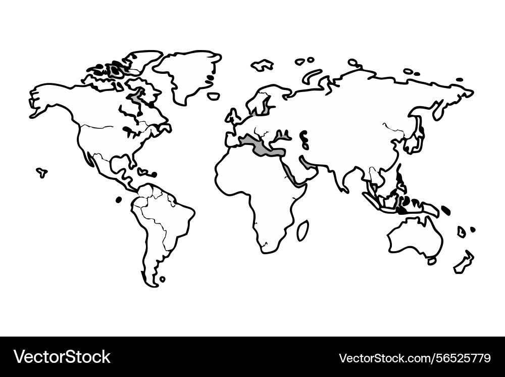 World map with a monochromatic dotted pattern vector image