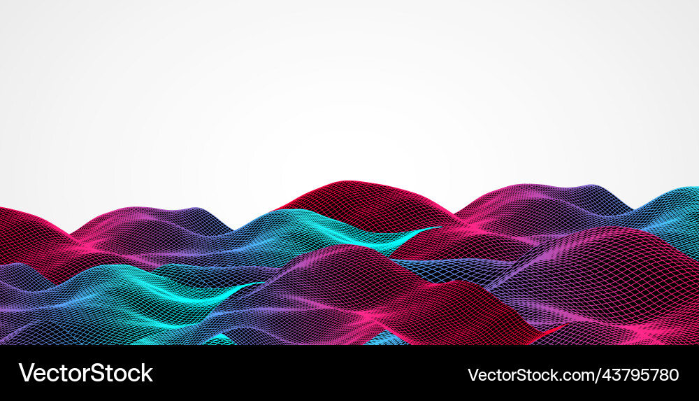 Abstract waves is made in a wireframe style Vector Image