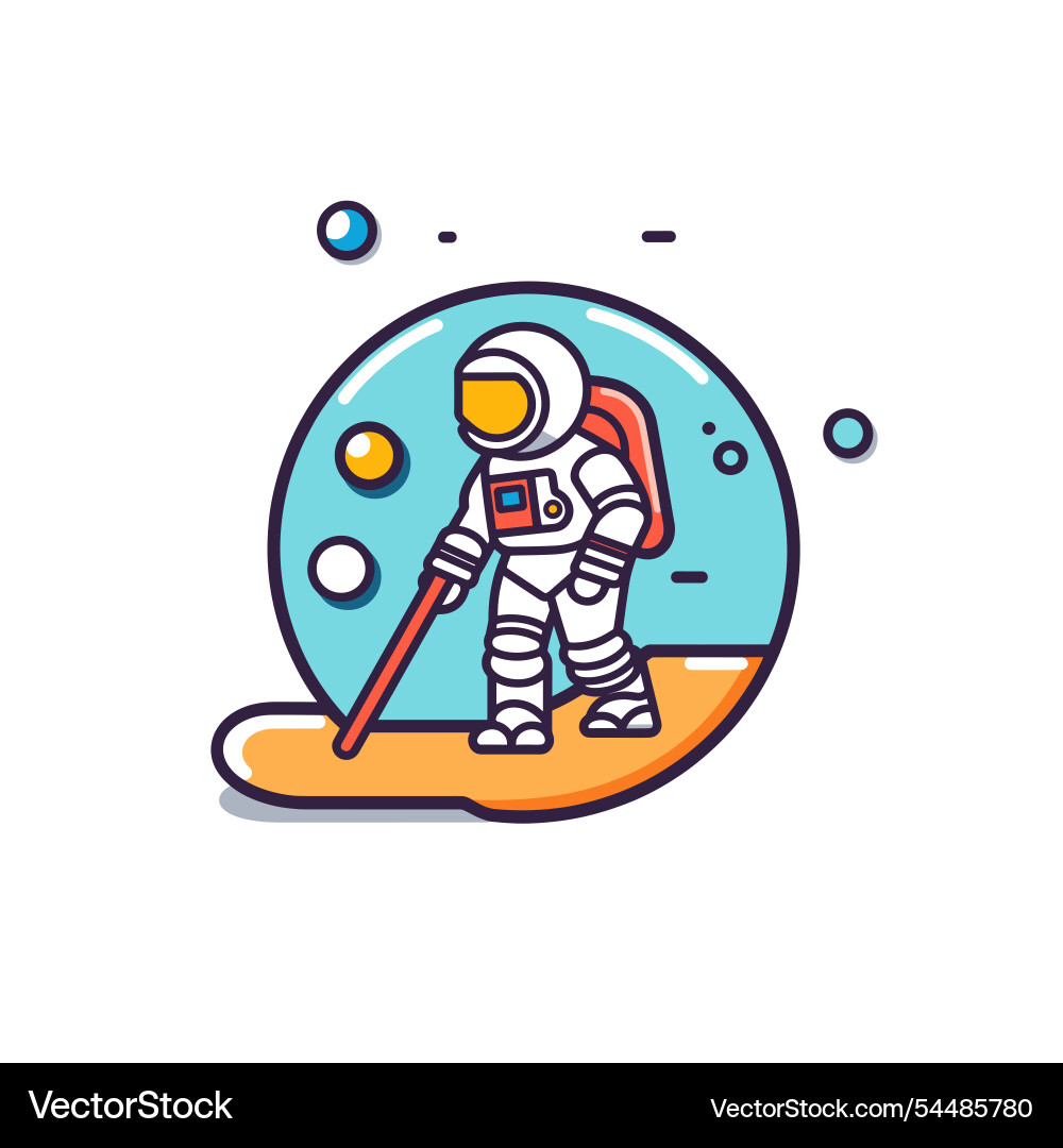 Astronaut exploring a celestial landscape in space Vector Image