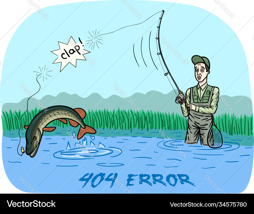 Fisherman's Lost Catch - 404 Error vector image