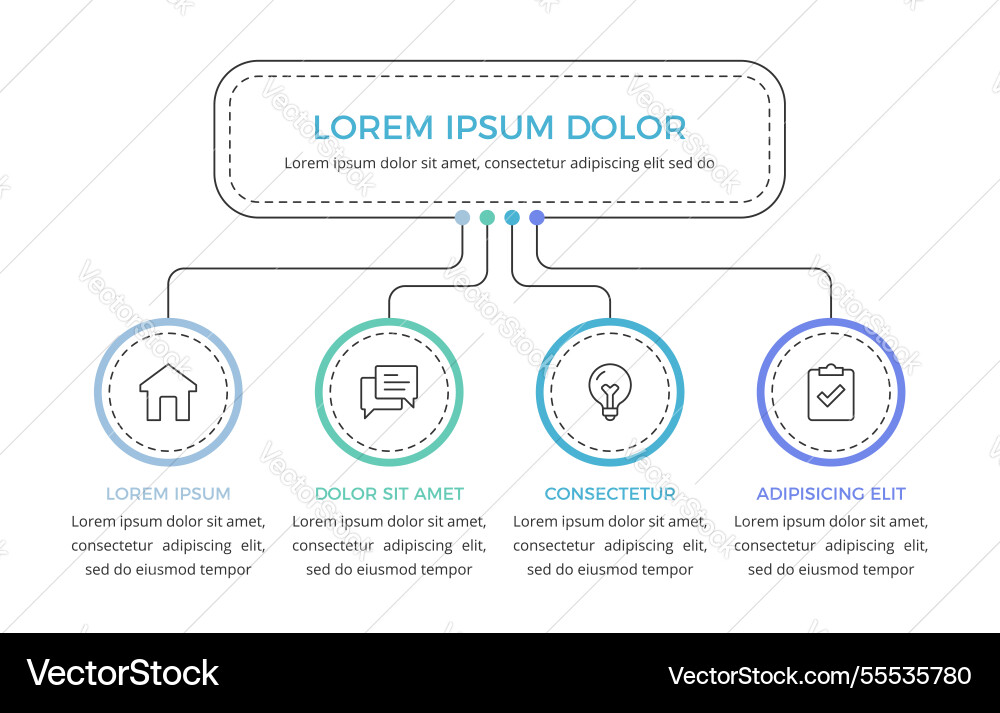 Flowchart with 4 elements Flowchart with 4 elements vector image