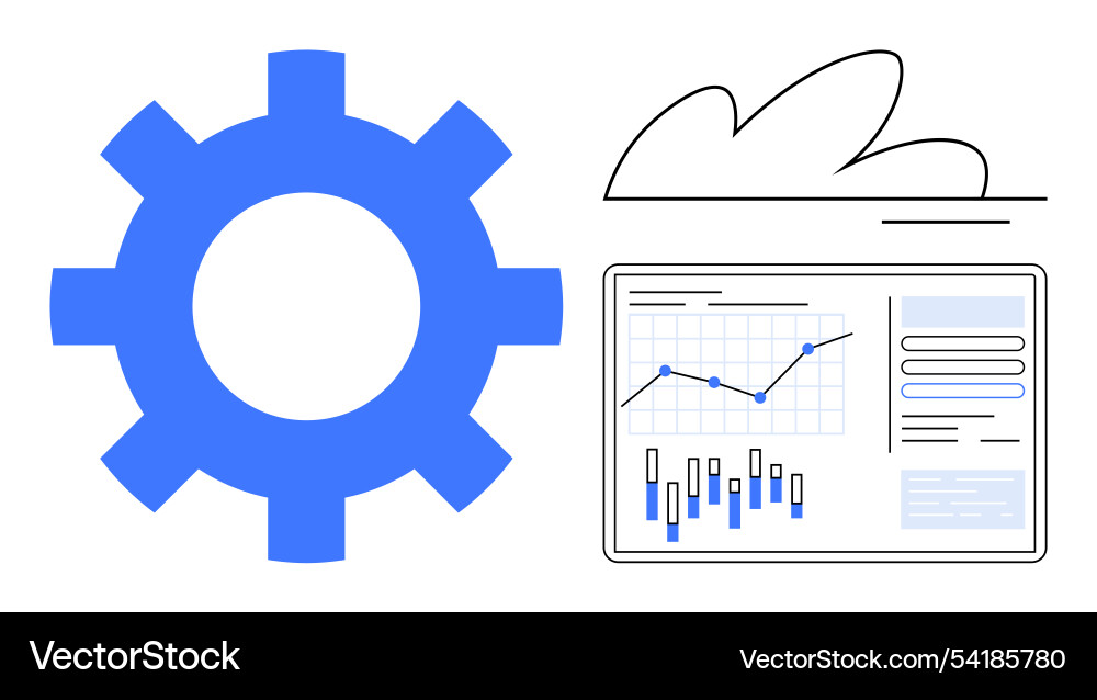 Gear cloud and data charts representing Gear cloud and data charts representing Vector Image