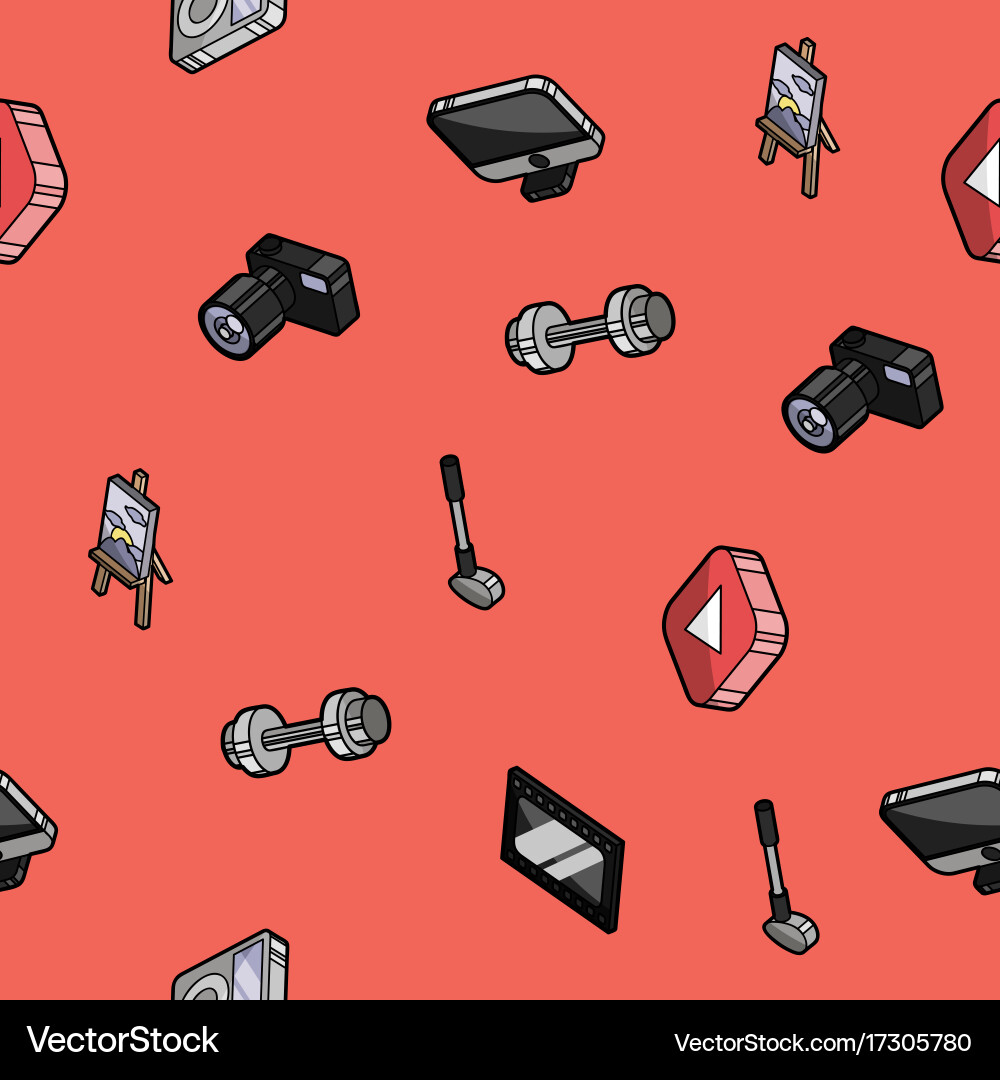 Hobbie color outline isometric pattern Vector Image
