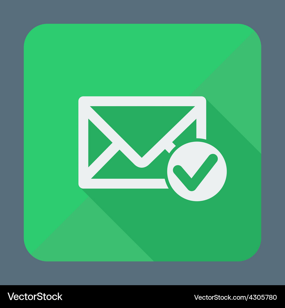 Mail icon envelope with accept sign flat design Vector Image