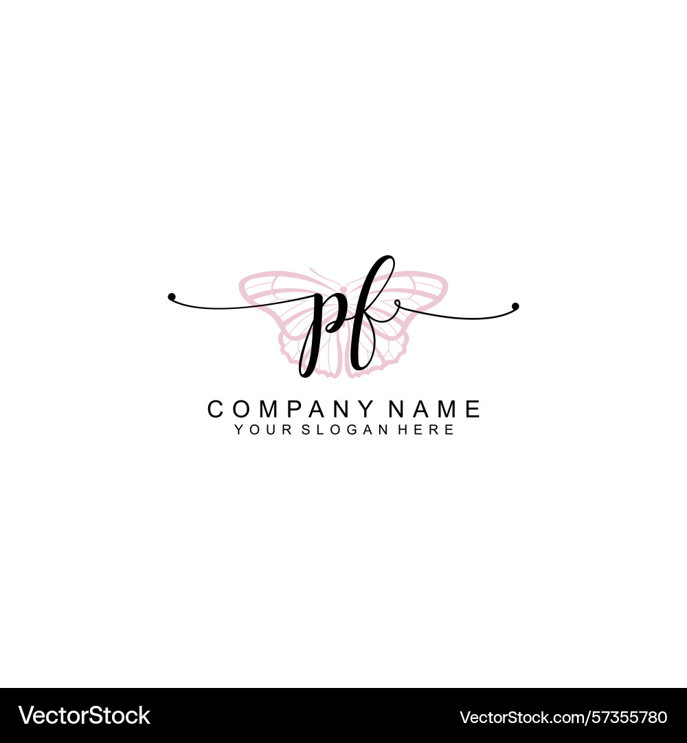 Minimalist handwritten pf initial logos with soft Minimalist handwritten pf initial logos with soft Vector Image
