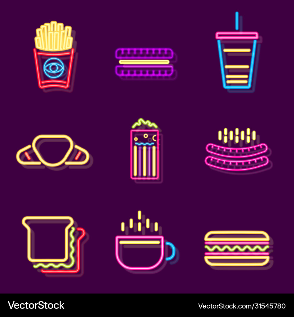 Streetfood Fast Food Drink Neon Schild Fastfood vektorbild