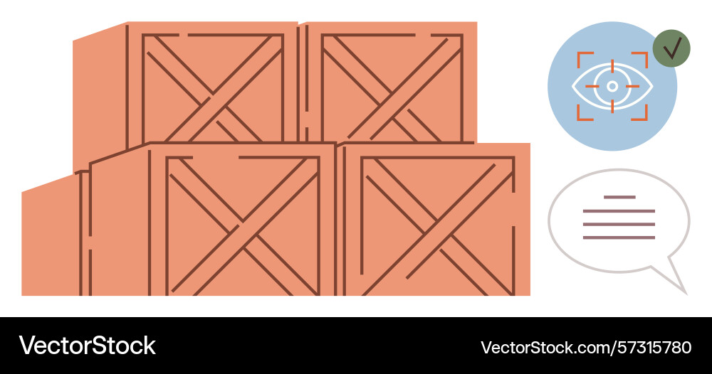 Wooden crates with target and speech bubble Wooden crates with target and speech bubble vector image