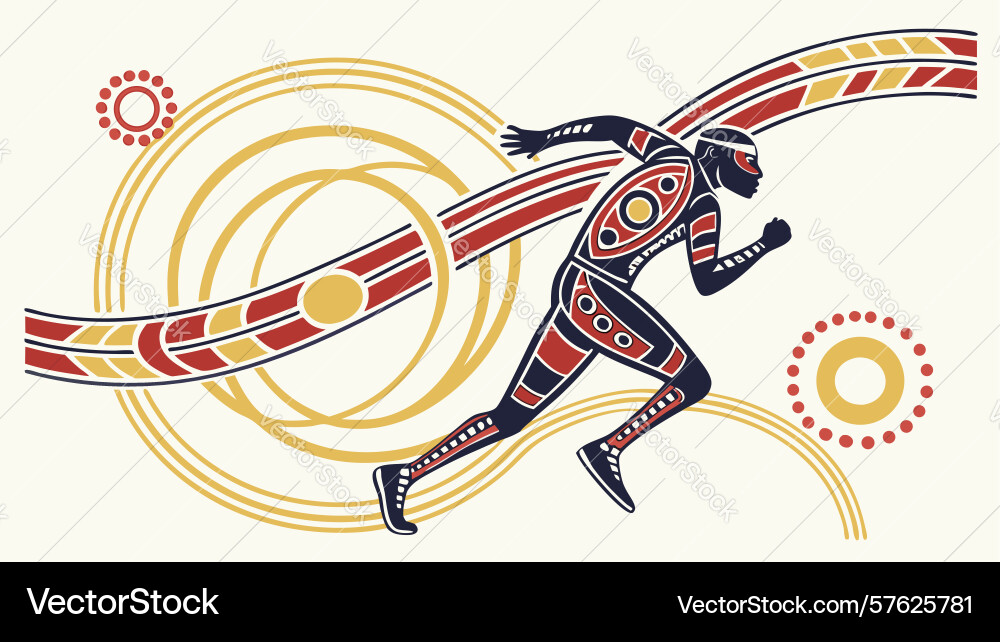 Abstract runner with indigenous dot art patterns vector image