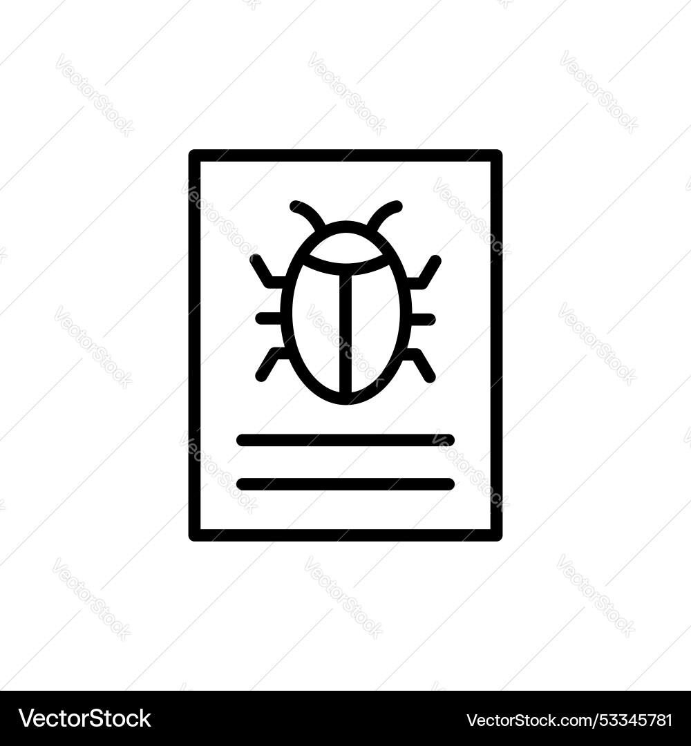 Bug report line icon isolated on white background Vector Image