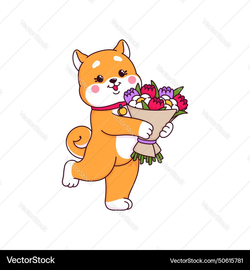 Cartoon shiba inu dog pet kawaii characters Cartoon shiba inu dog pet kawaii characters vector image
