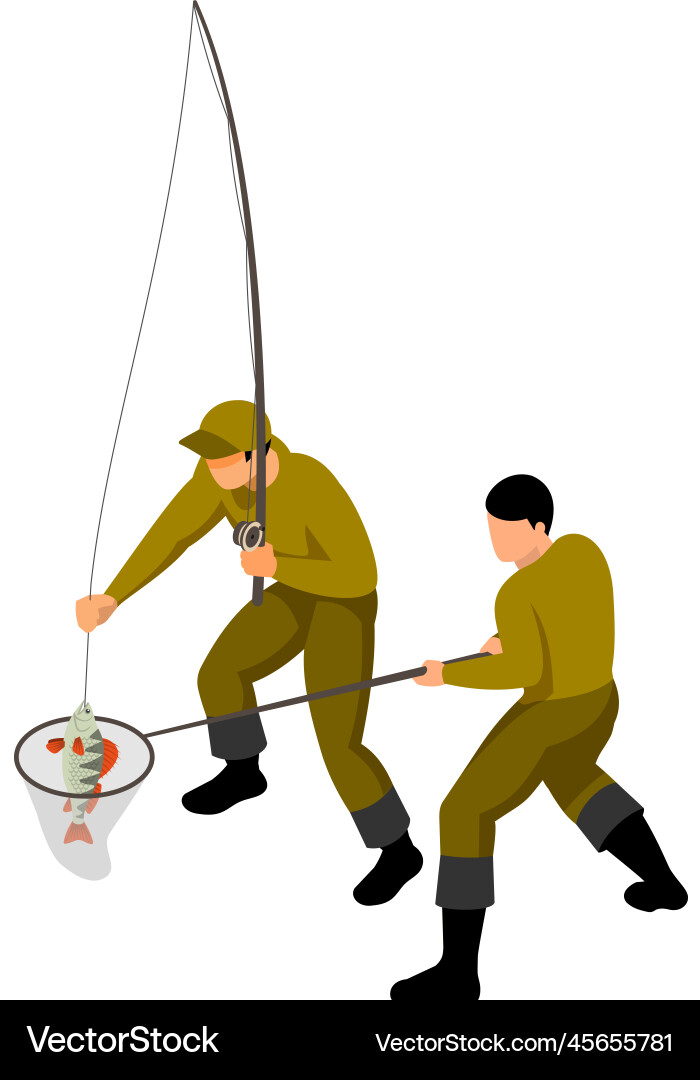 Fishers landing net composition Vector Image