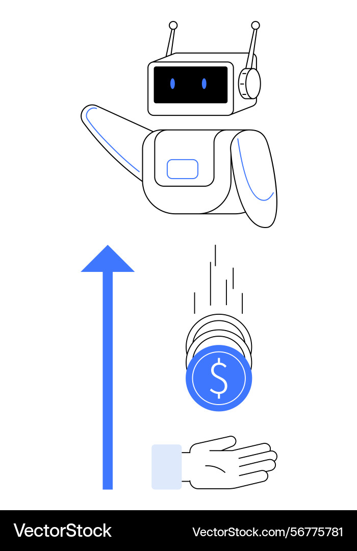 Robot streamlining finance with digital Robot streamlining finance with digital vector image