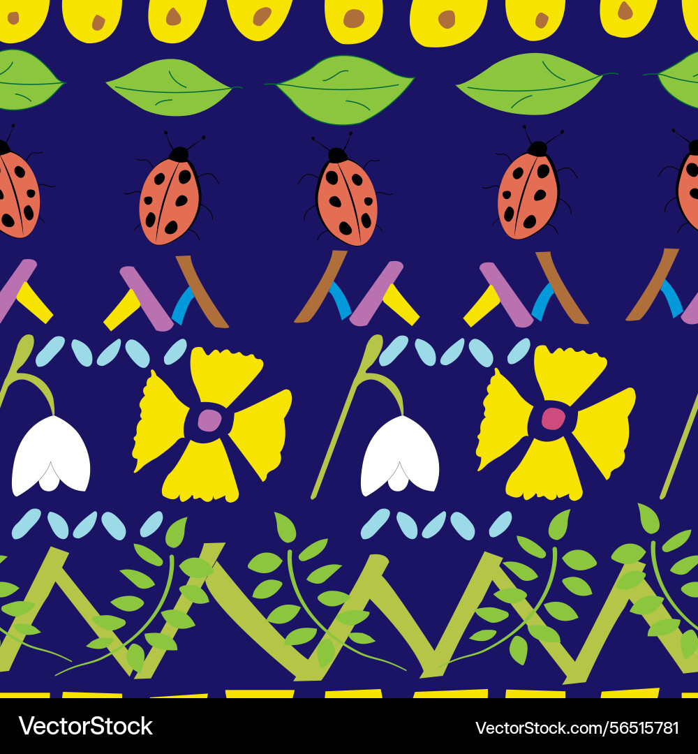 Seamless pattern with rows of natural elements vector image