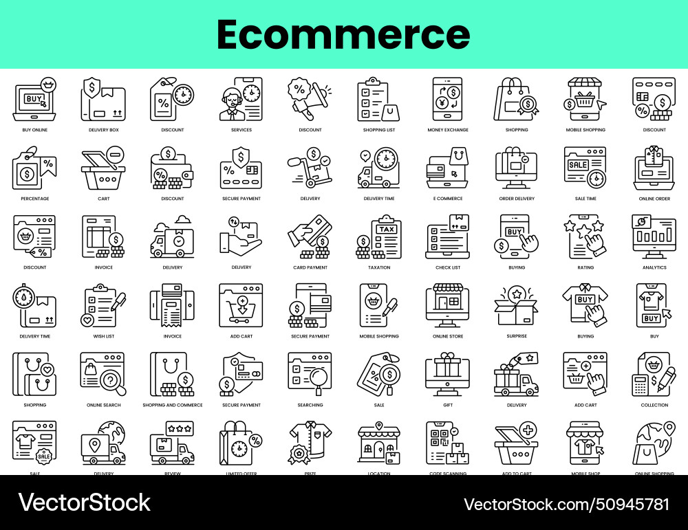 Set of ecommerce icons linear style icon bundle vector image