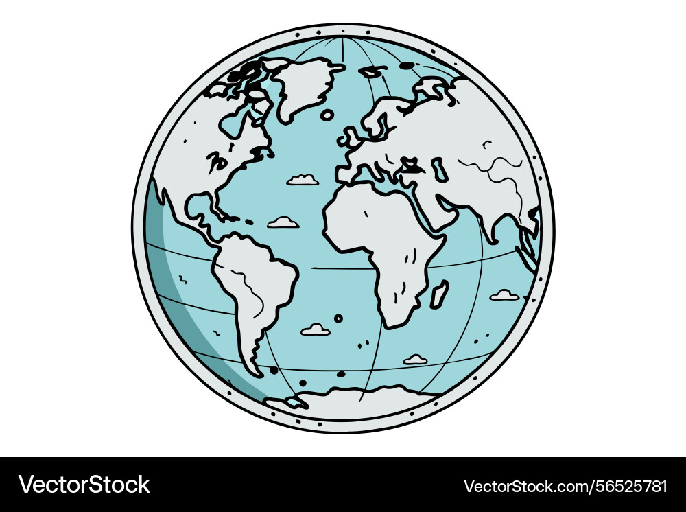 Simple line drawing world map with clean Vector Image