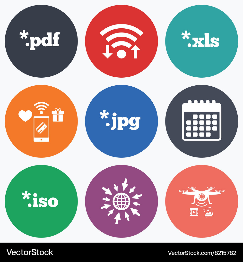 Document signs file extensions symbols Vector Image