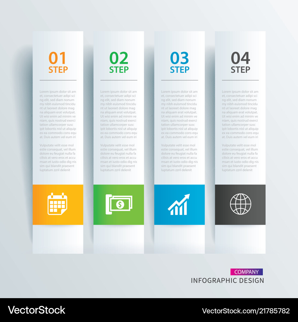 Infographics tab in horizontal paper index with 4 Infographics tab in horizontal paper index with 4 vector image