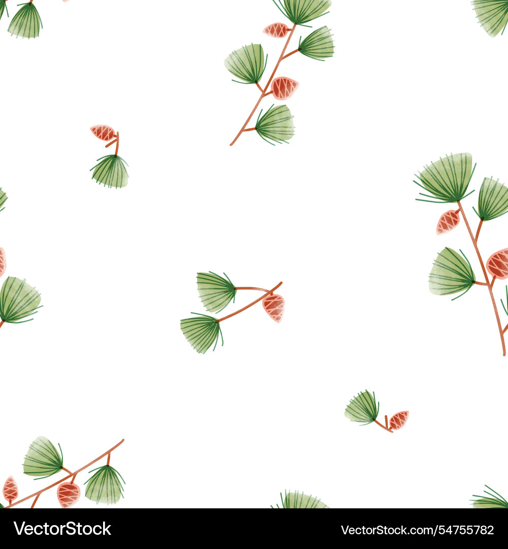 Pine branches seamless pattern conifer tree Pine branches seamless pattern conifer tree vector image