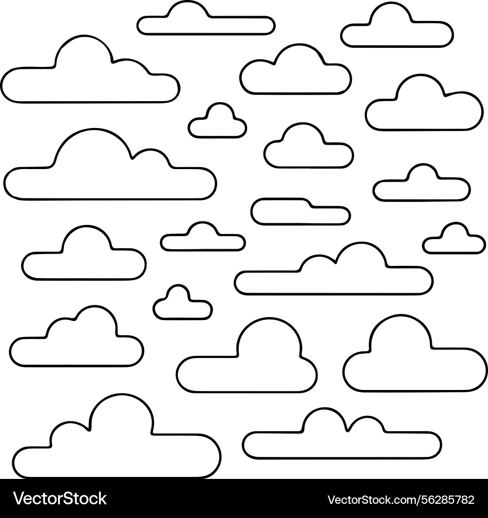 Set of cloud icons in a grid layout Set of cloud icons in a grid layout Vector Image