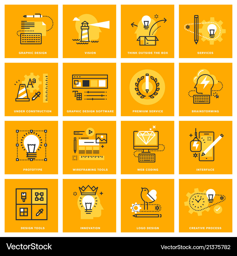 Thin Line Web Icons - Tools & Concepts vector image