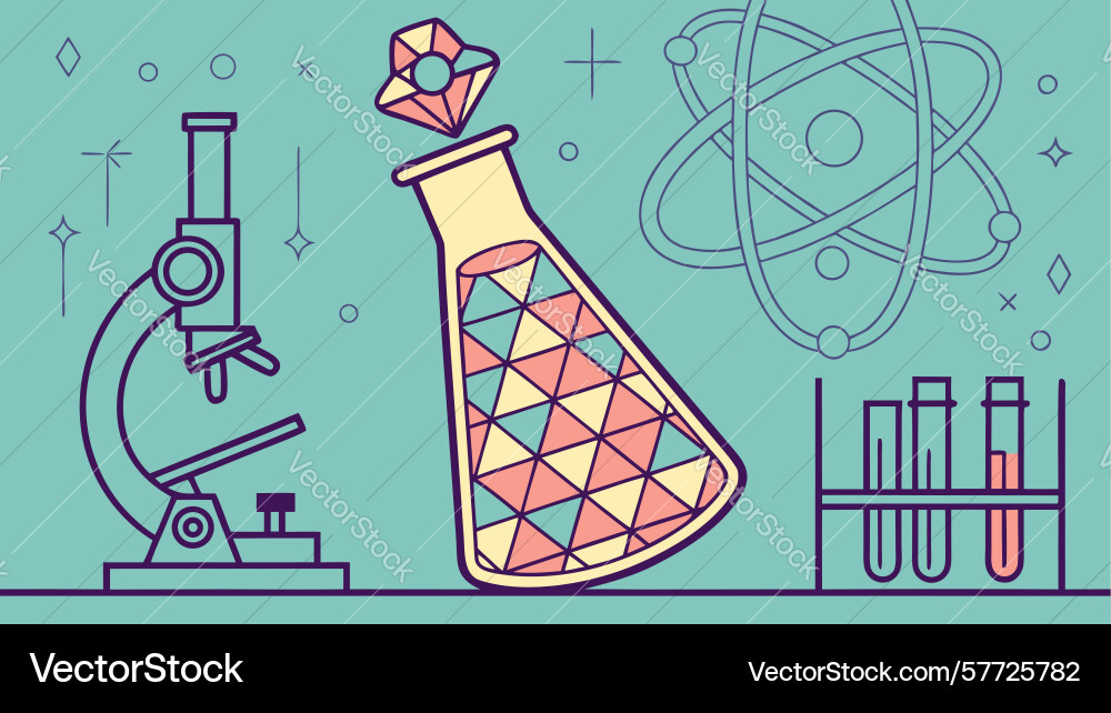 Vibrant lab flask with geometric design vector image