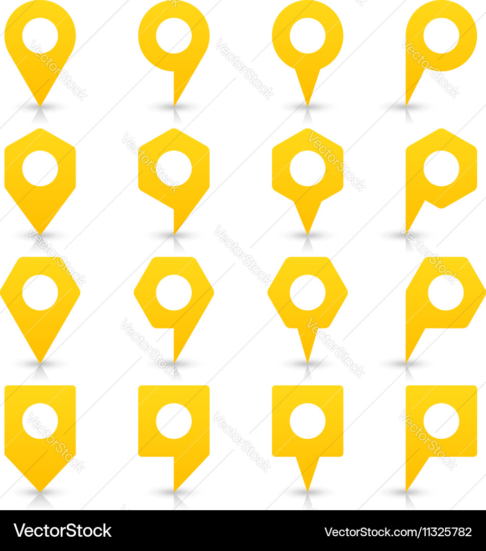 Yellow blank map pin sign flat location icon Vector Image
