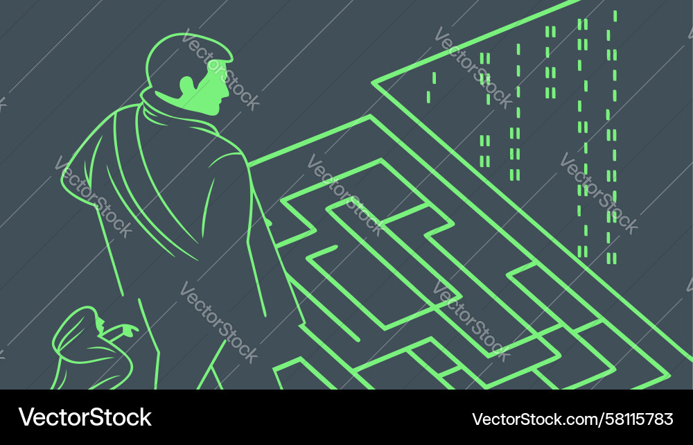 Digital Maze Problem Solver Vector Image