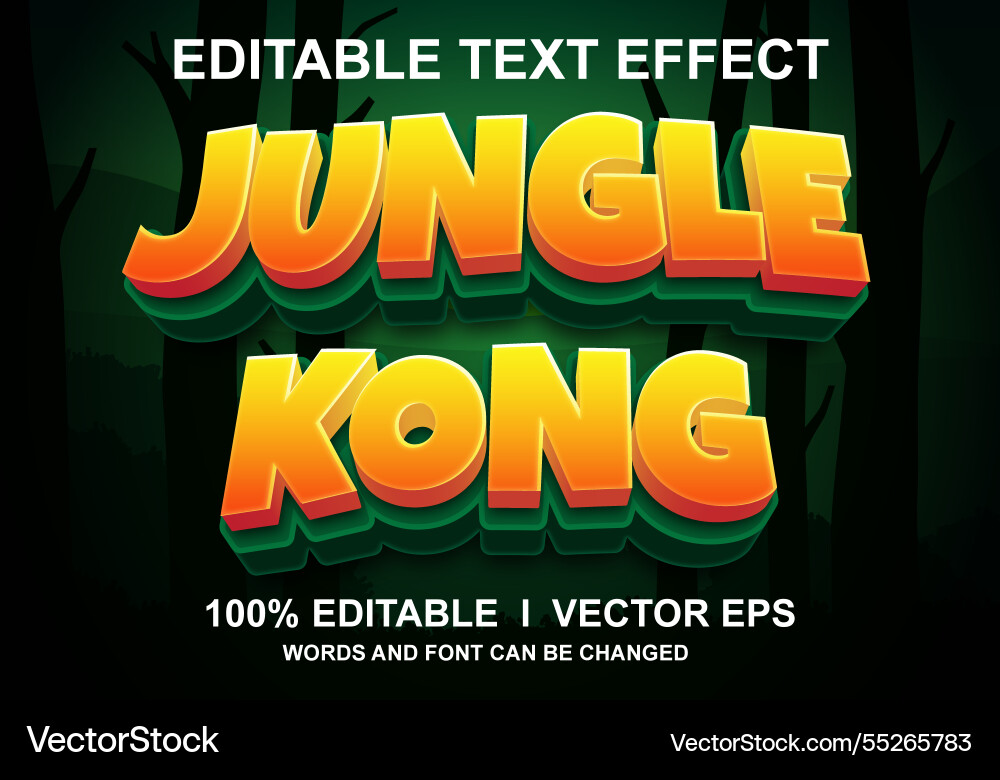Jungle kong text effect with modern style design Jungle kong text effect with modern style design vector image